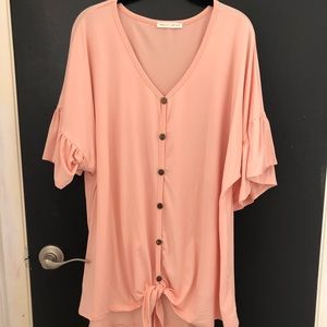 Chic Soul Boardwalk Brunch Top in Blush size 3X